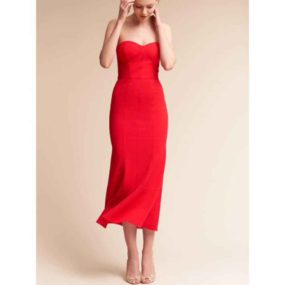BHLDN 5th Avenue Red Strapless Dress